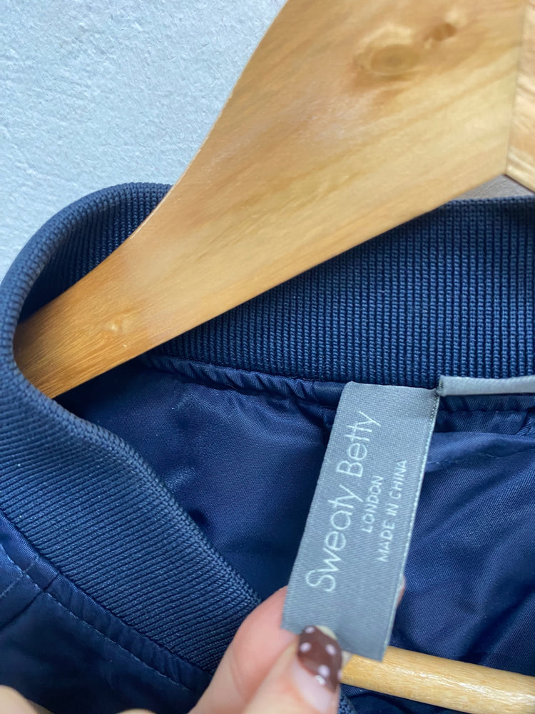 Fabulous Sweaty Betty Bomber Jacket UK 14 Navy AC504