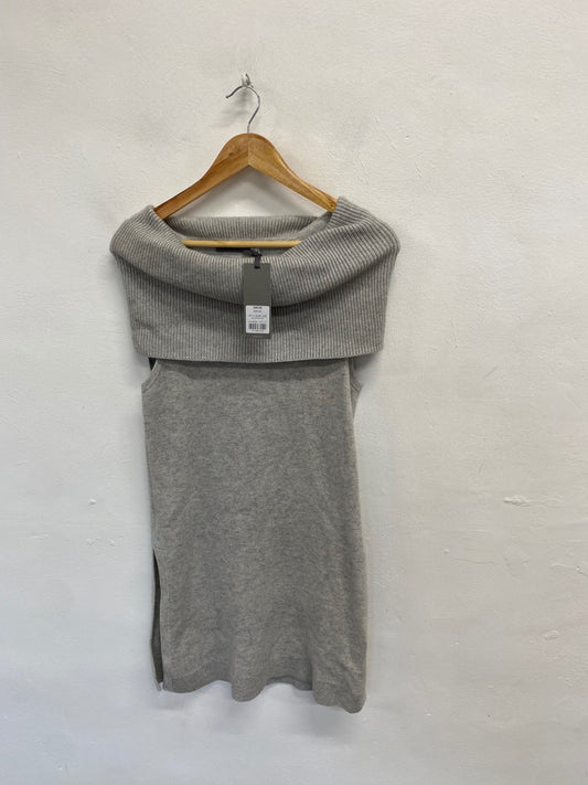 Fabulous Mint Velvet Knitted Dress fold over wool blend UK 12 Grey NN505