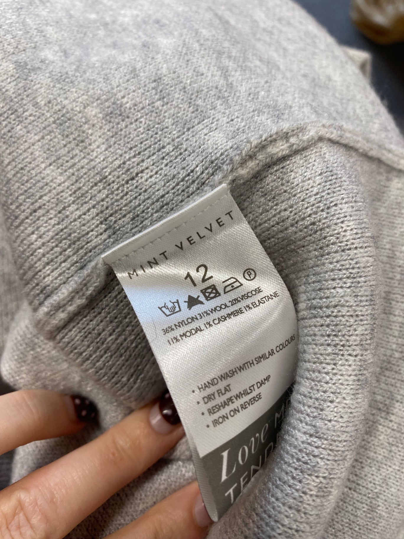Fabulous Mint Velvet Knitted Dress fold over wool blend UK 12 Grey NN505