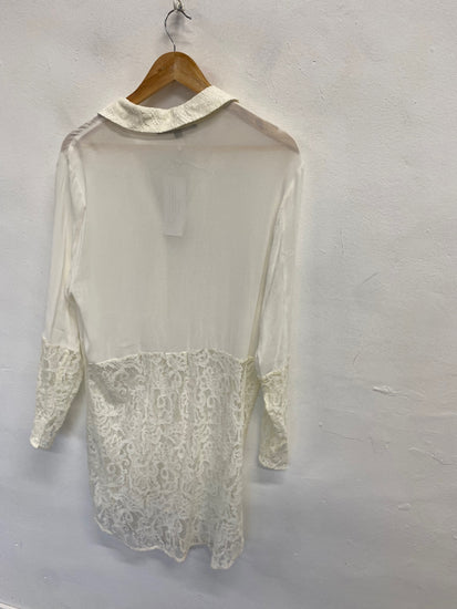 Fabulous French Connection taza Blouse UK 12 Cream Lace new NN505