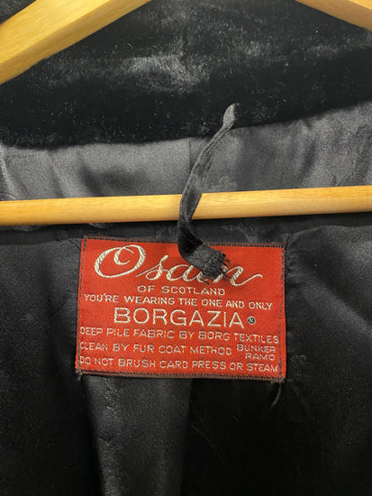 Fabulous retro Osdin Faux fur Scottish jacket UkS Black Vintage AW002