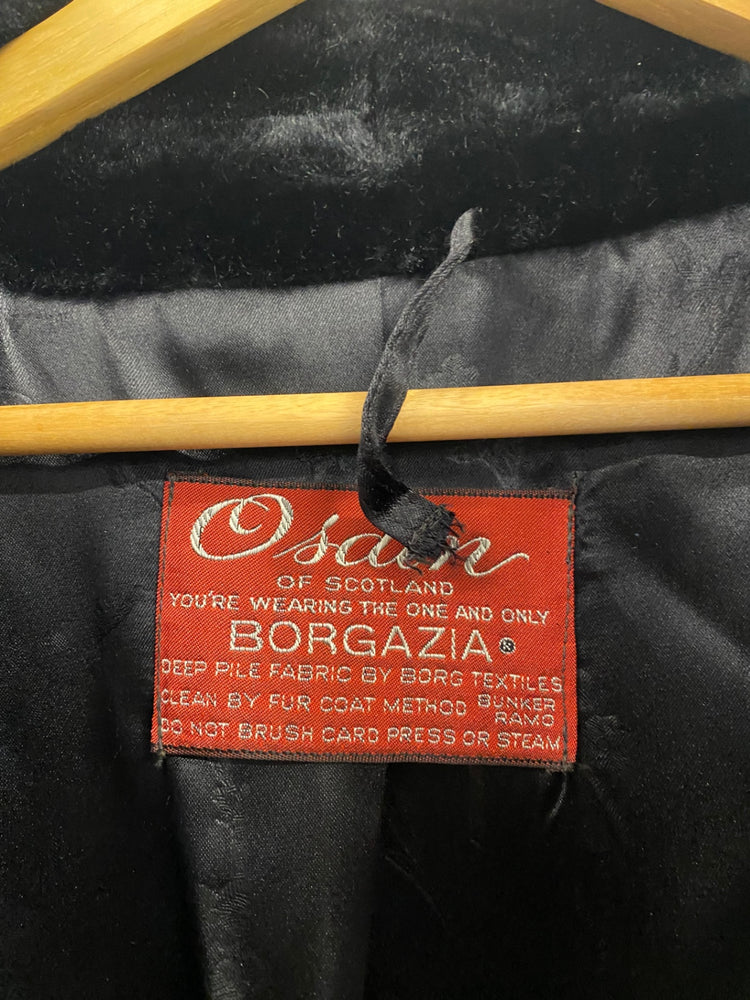 Fabulous retro Osdin Faux fur Scottish jacket UkS Black Vintage AW002