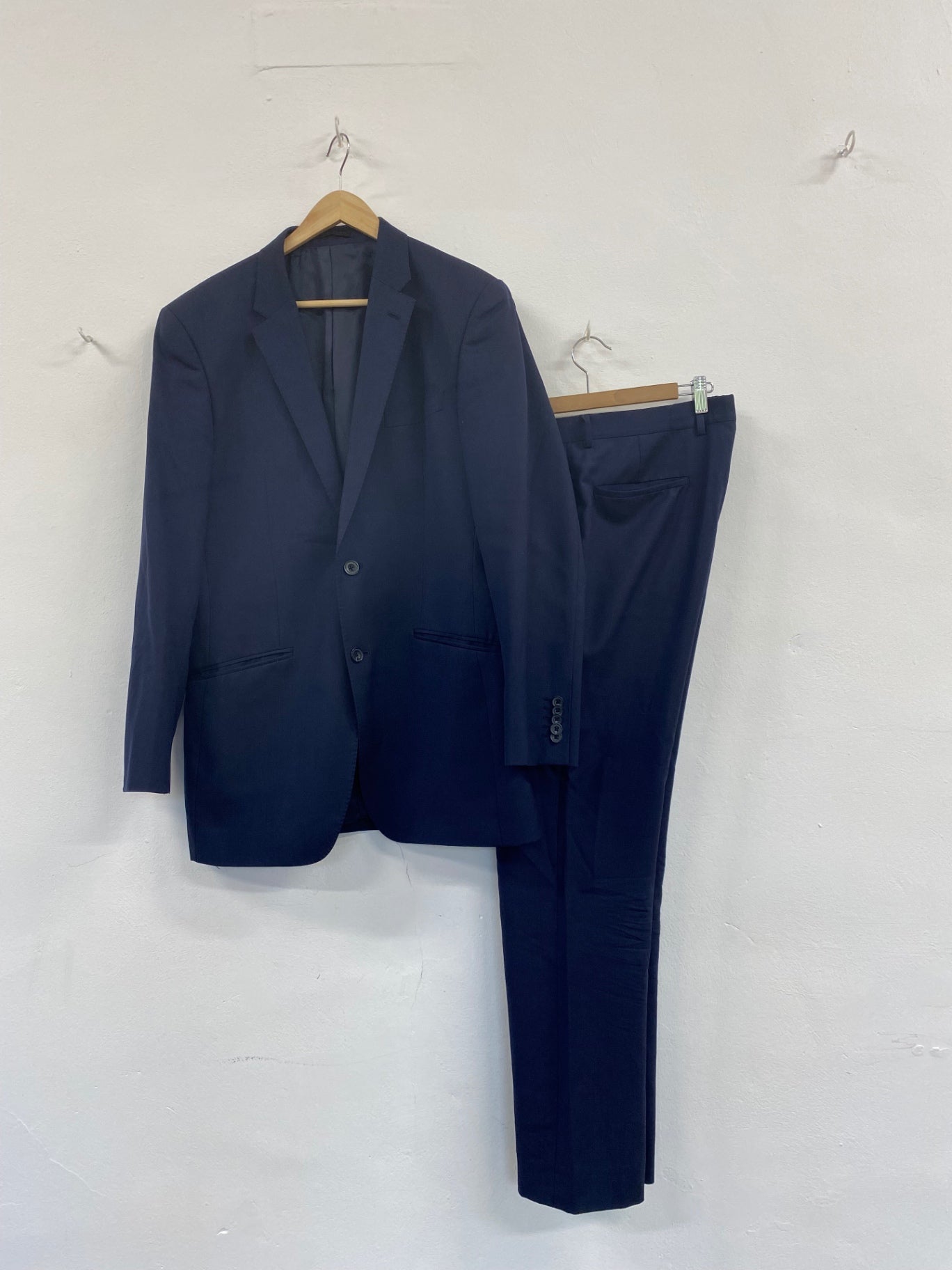 Fabulous TM Lewin Suit Merino & mohair  40L W34R Navy Blue Smart NN505