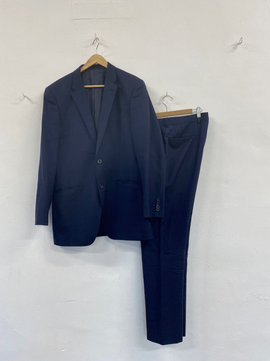 Fabulous TM Lewin Suit Merino & mohair 40L W34R Navy Blue Smart NN505