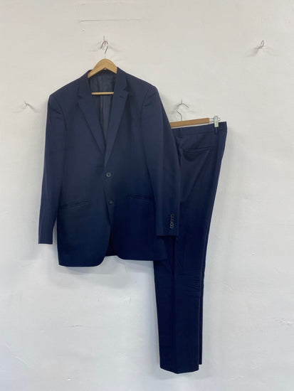 Fabulous TM Lewin Suit Merino & mohair  40L W34R Navy Blue Smart NN505