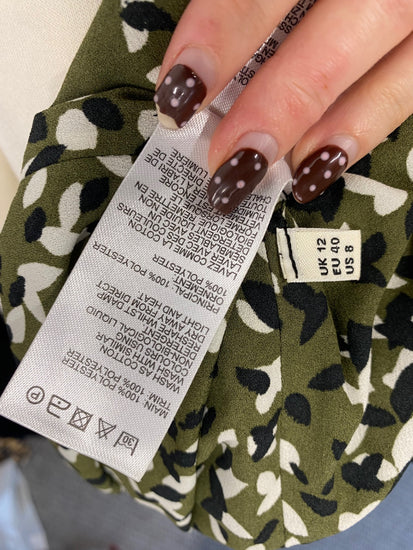 Fabulous Whistles Midi Skirt UK 12 Khaki black speckle NN505