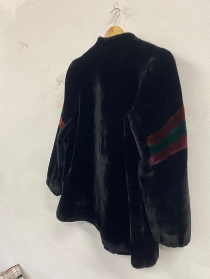 Fabulous retro Osdin Faux fur Scottish jacket UkS Black Vintage AW002