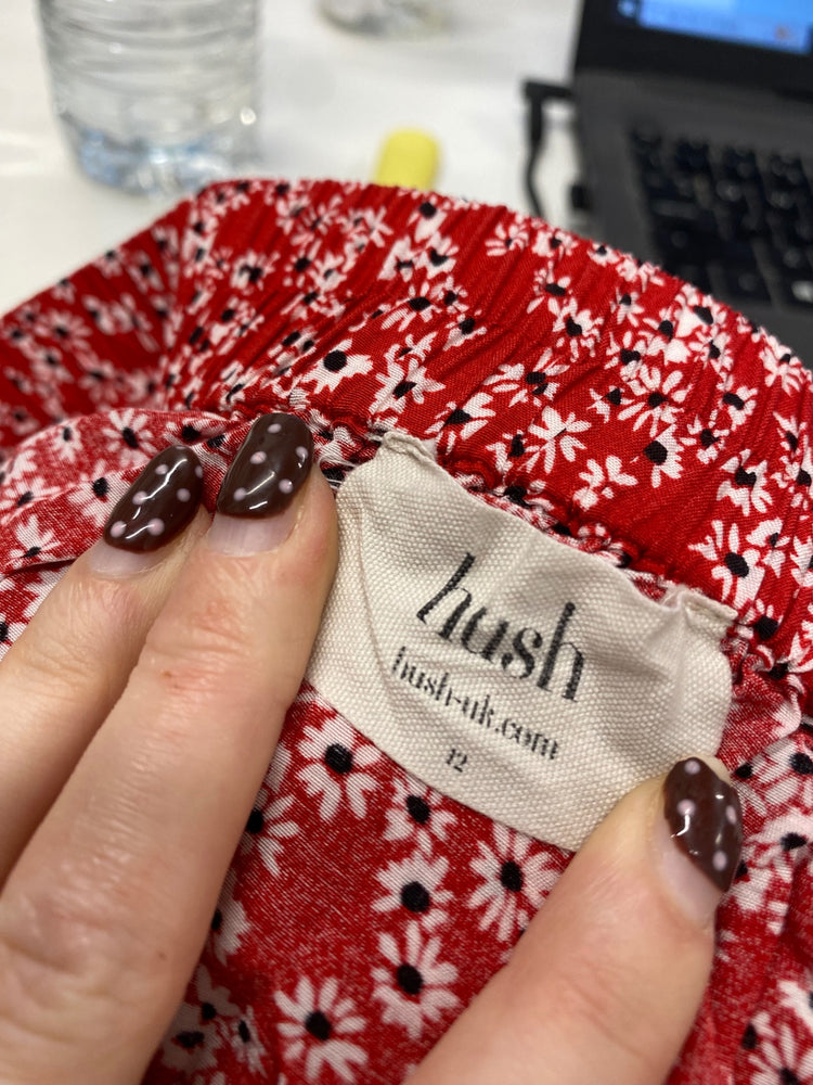 Fabulous Hush veria Midi Skirt UK 12 Red floral floaty NN505