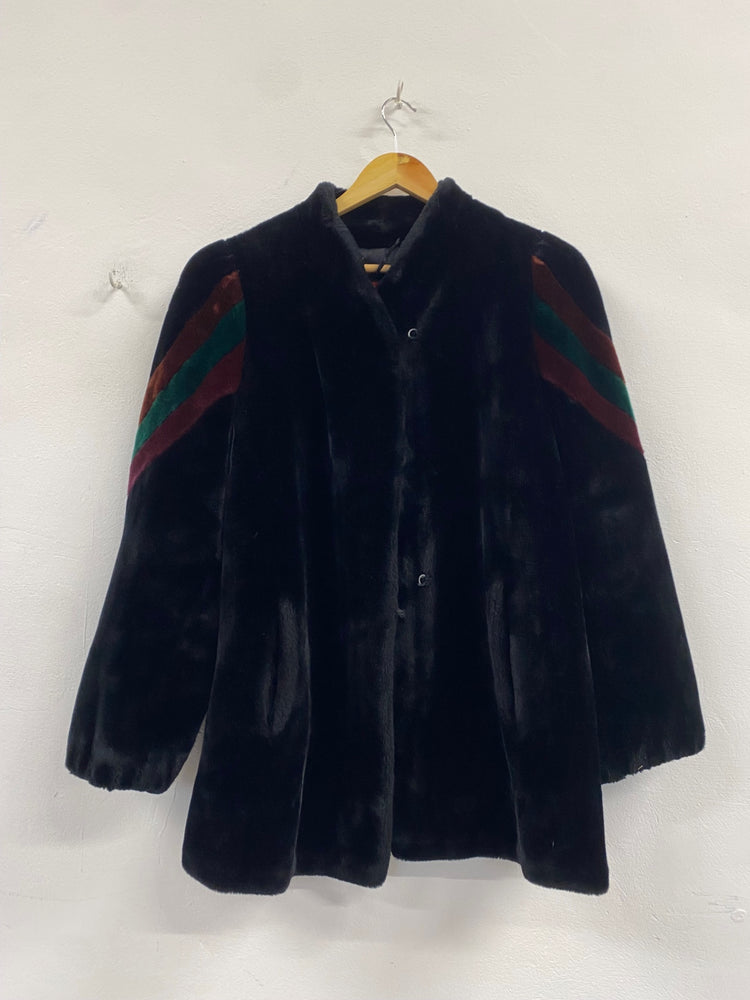 Fabulous retro Osdin Faux fur Scottish jacket UkS Black Vintage AW002