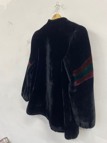 Fabulous retro Osdin Faux fur Scottish jacket UkS Black Vintage AW002