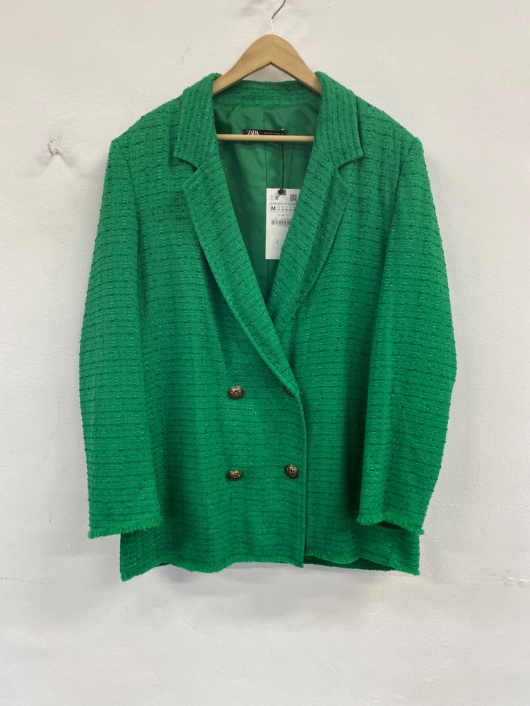 Fabulous Zara Boucle oversized Blazer UkM Emerald Green New NN505