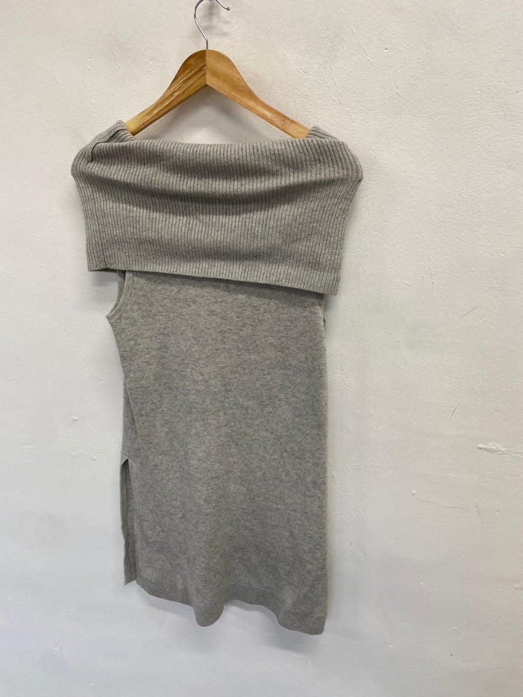 Fabulous Mint Velvet Knitted Dress fold over wool blend UK 12 Grey NN505