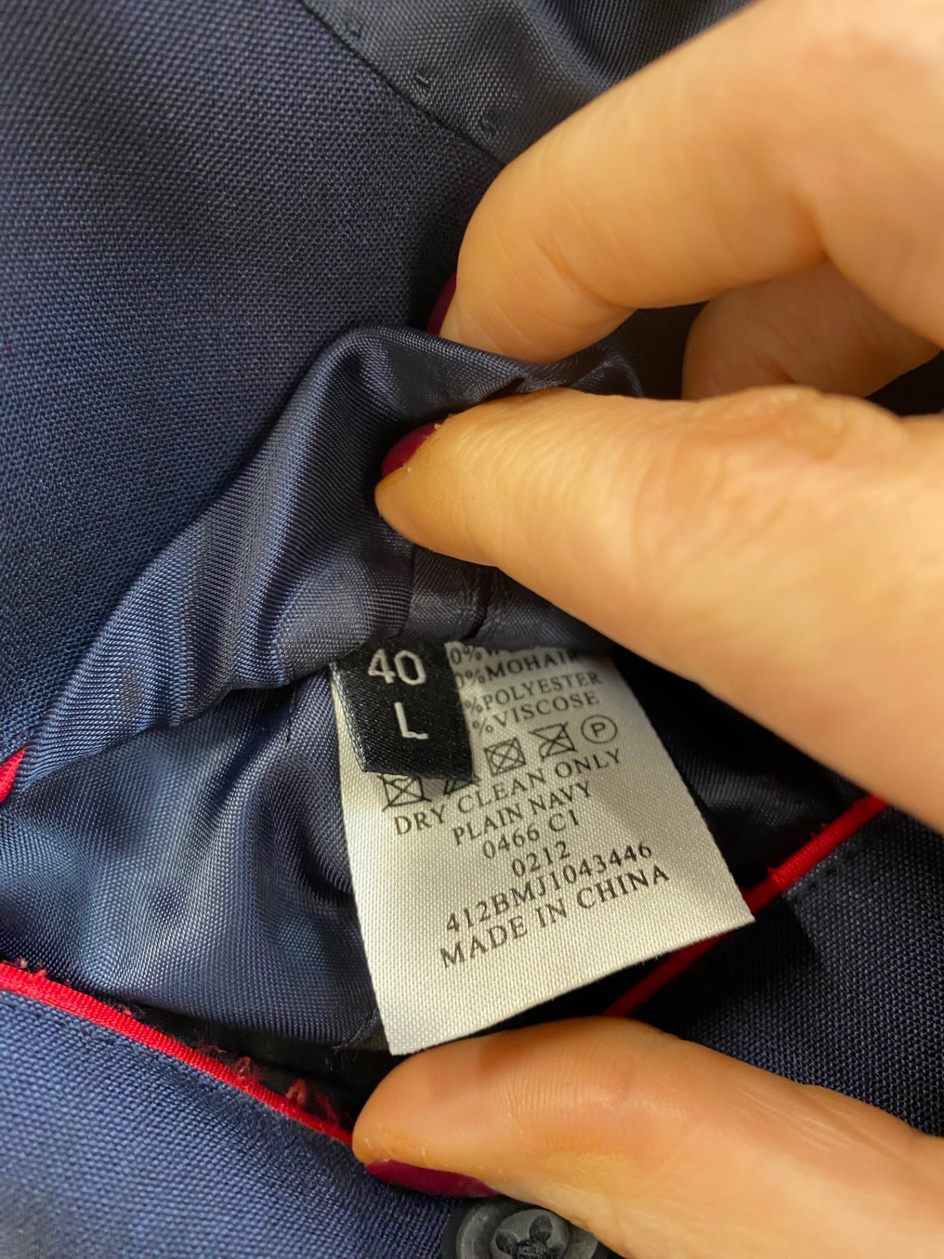 Fabulous TM Lewin Suit Merino & mohair  40L W34R Navy Blue Smart NN505