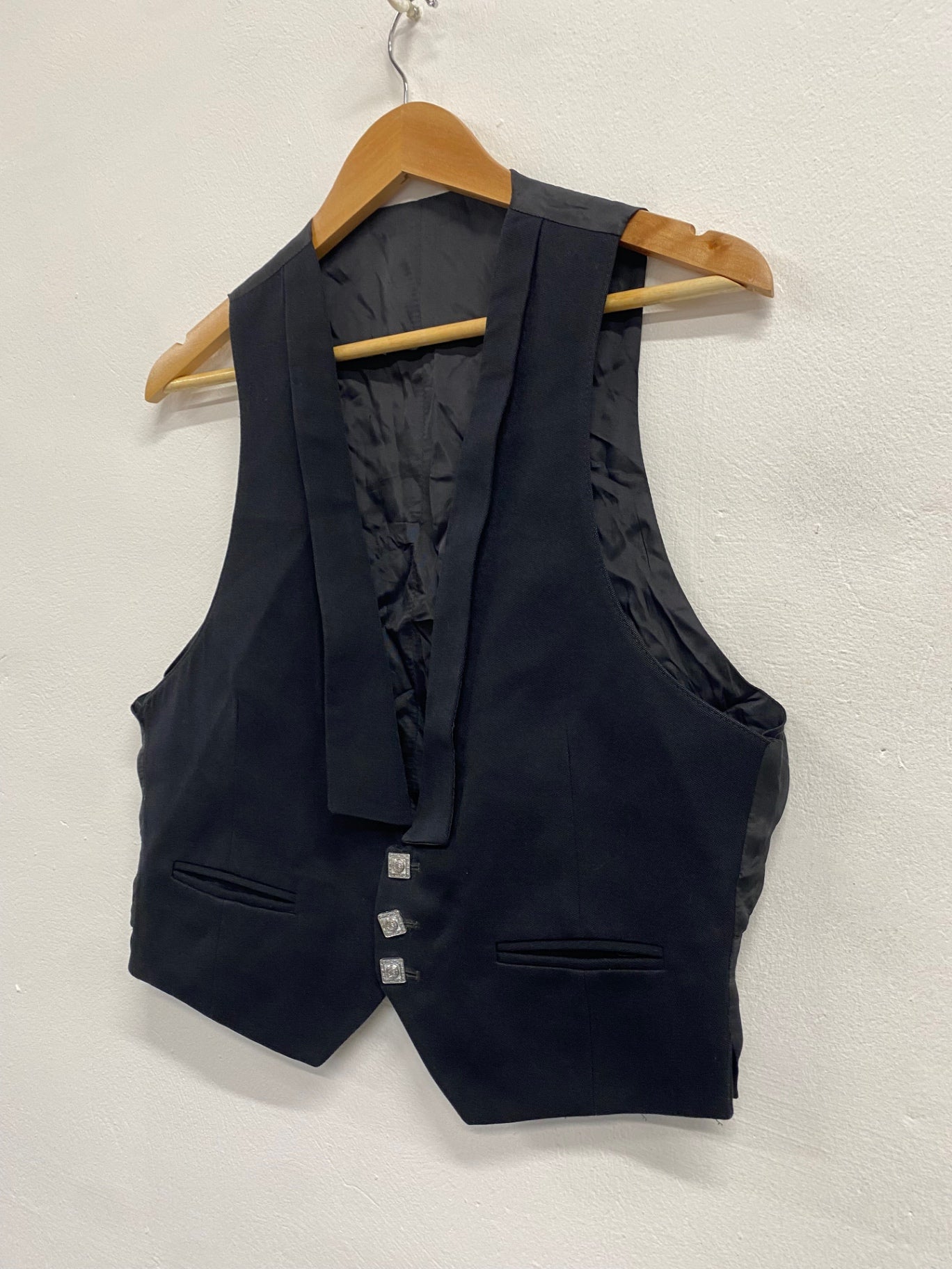 Fabulous Scottish Prince Charlie Wool Kilt waistcoat 36R Black Ex hire #908 MD001