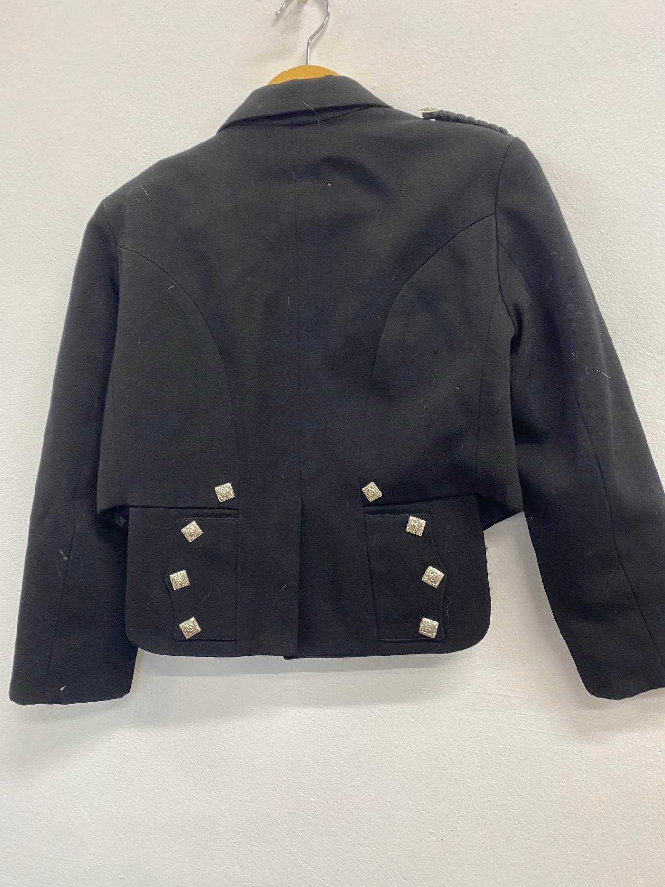 Fabulous ex hire Heritage wool Prince Charlie Kilt Jacket Age 8-10 Black #903 MD001