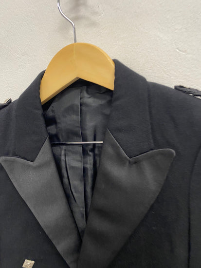 Fabulous ex hire Scottish Wool Prince Charlie Kilt Jacket Age 9-11 Black #910 MD001