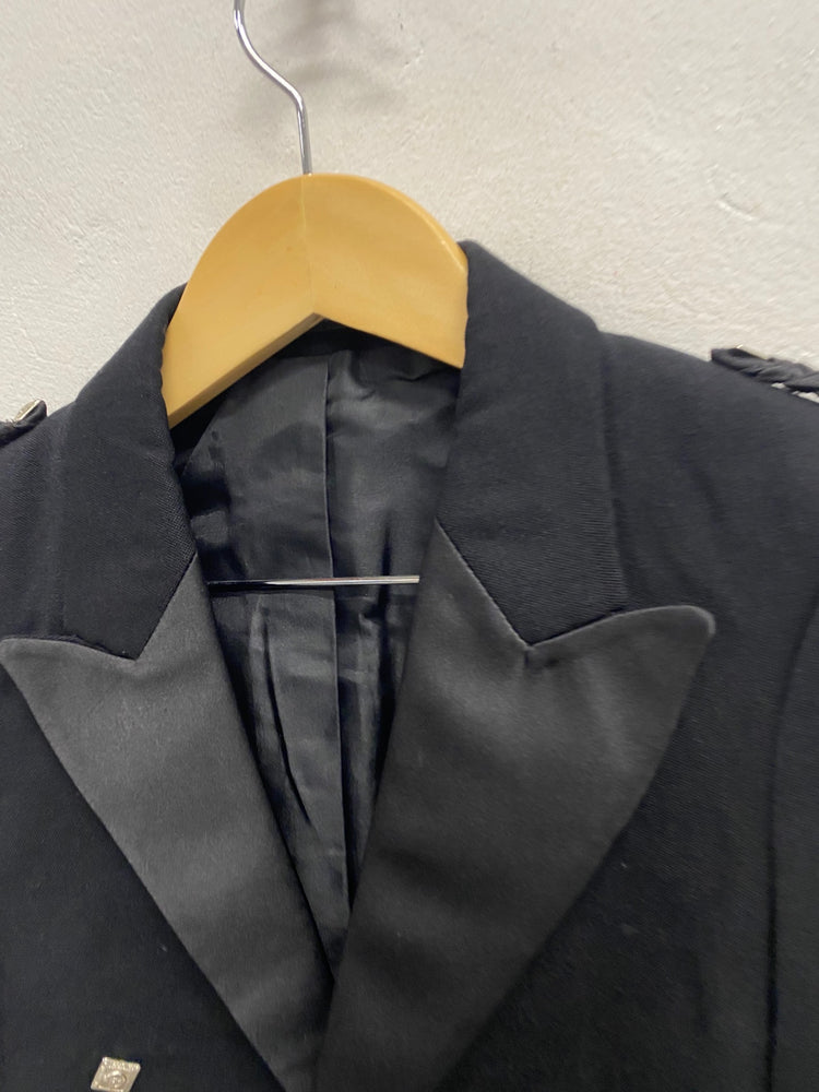 Fabulous ex hire Scottish Wool Prince Charlie Kilt Jacket Age 9-11 Black #910 MD001