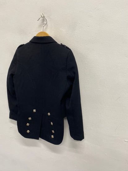 Fabulous ex hire Scottish Wool Prince Charlie Kilt Jacket Age 9-11 Black #910 MD001