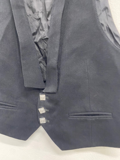 Fabulous Scottish Prince Charlie Wool Kilt waistcoat 36R Black Ex hire #908 MD001