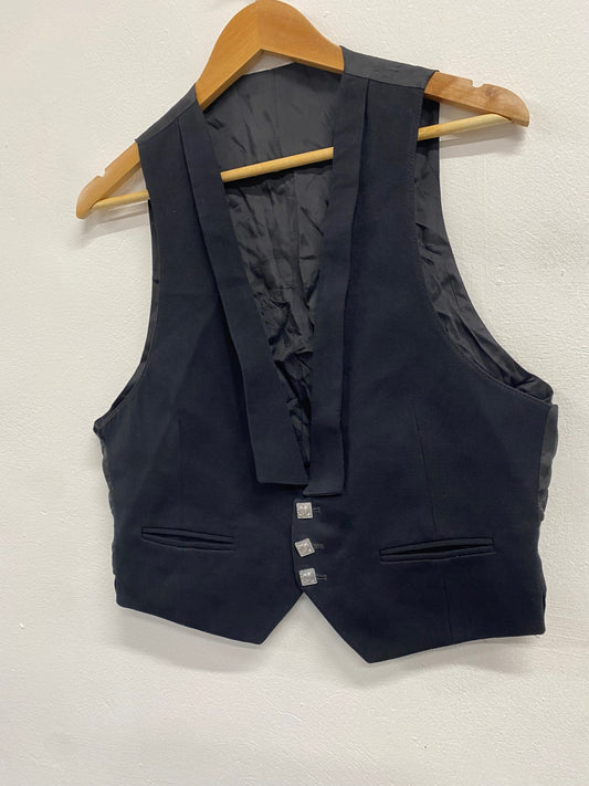 Fabulous Scottish Prince Charlie Wool Kilt waistcoat 36R Black Ex hire #908 MD001