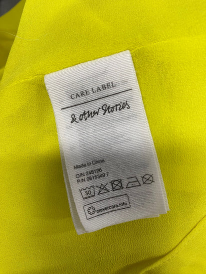 Fabulous & Other Stories Midi Dress UK 8 Lime green floral tie mesh NN505