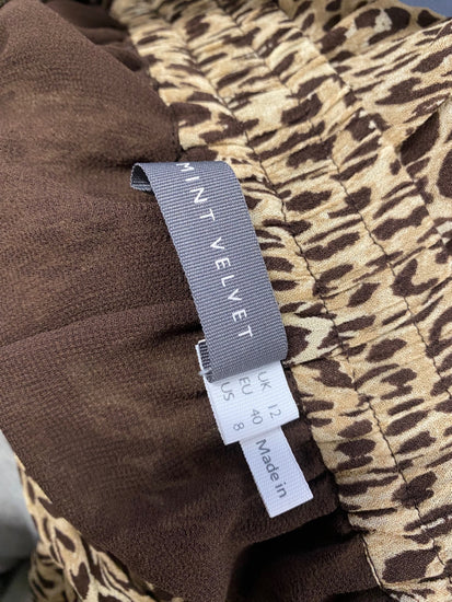 Fabulous Mint Velvet Midi Skirt UK 12 Leopard print tiered NN505