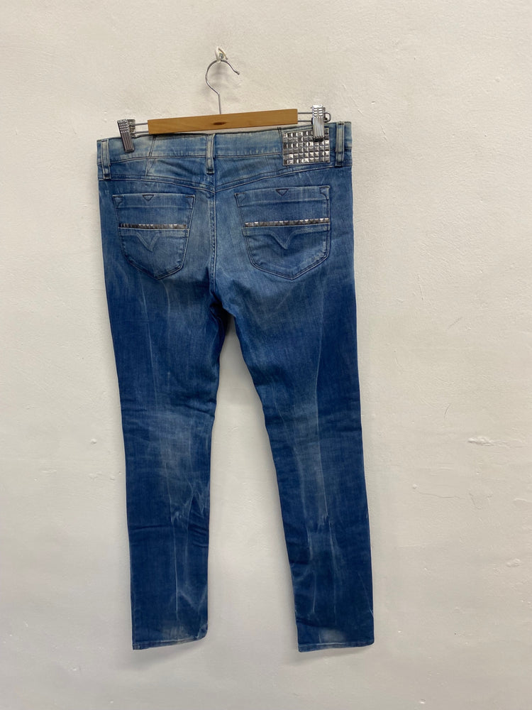 Fabulous Diesel livy y2k distressed stud Straight jeans W32” Blue NN505