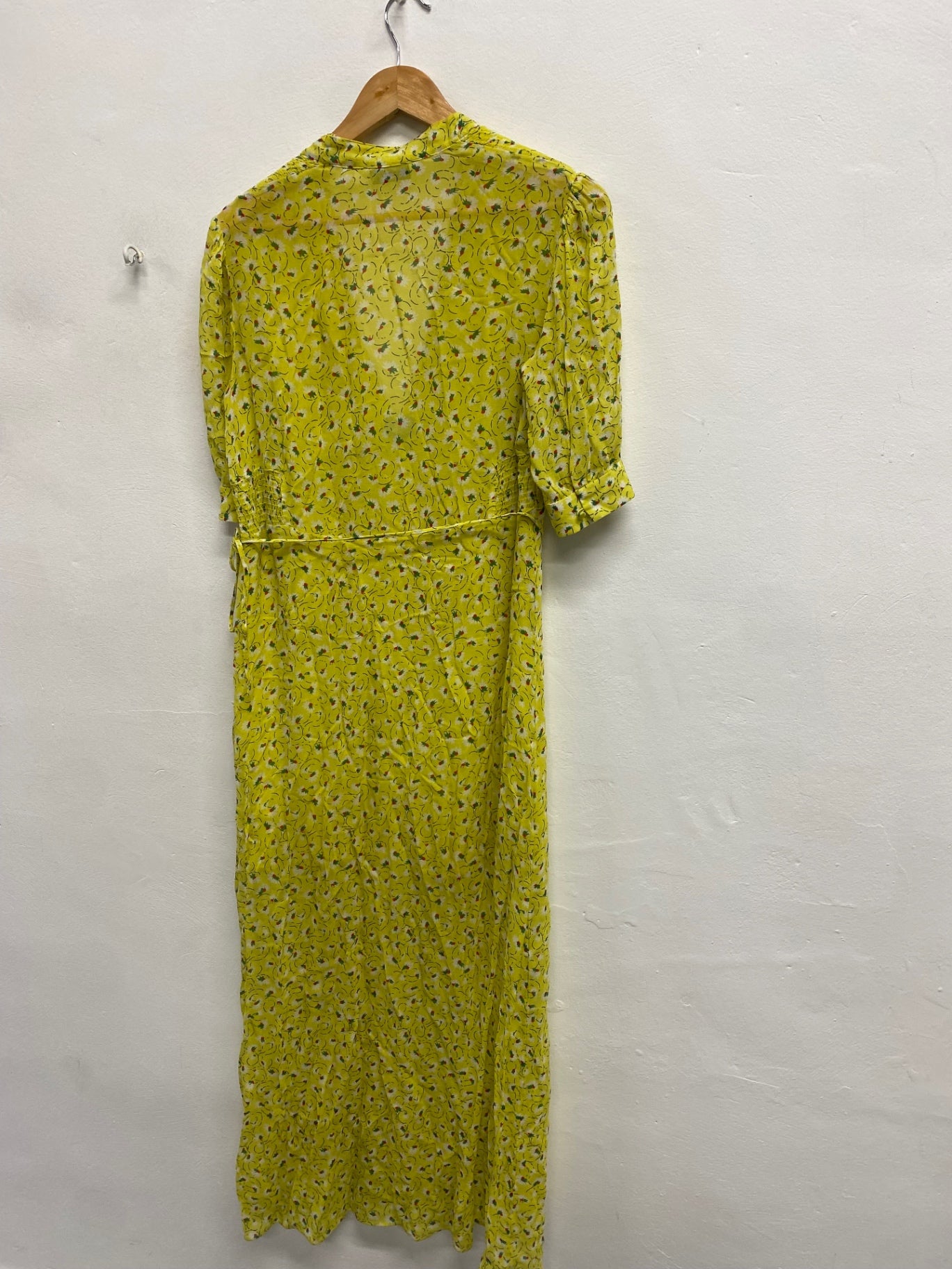 Fabulous & Other Stories Midi Dress UK 8 Lime green floral tie mesh NN505
