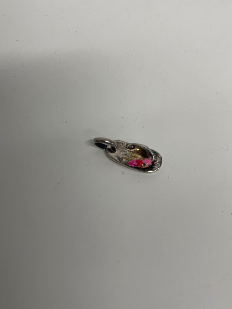 Fabulous Links of London silver Flip flop with flowers Bracelet charm One size Silver and pink DW002