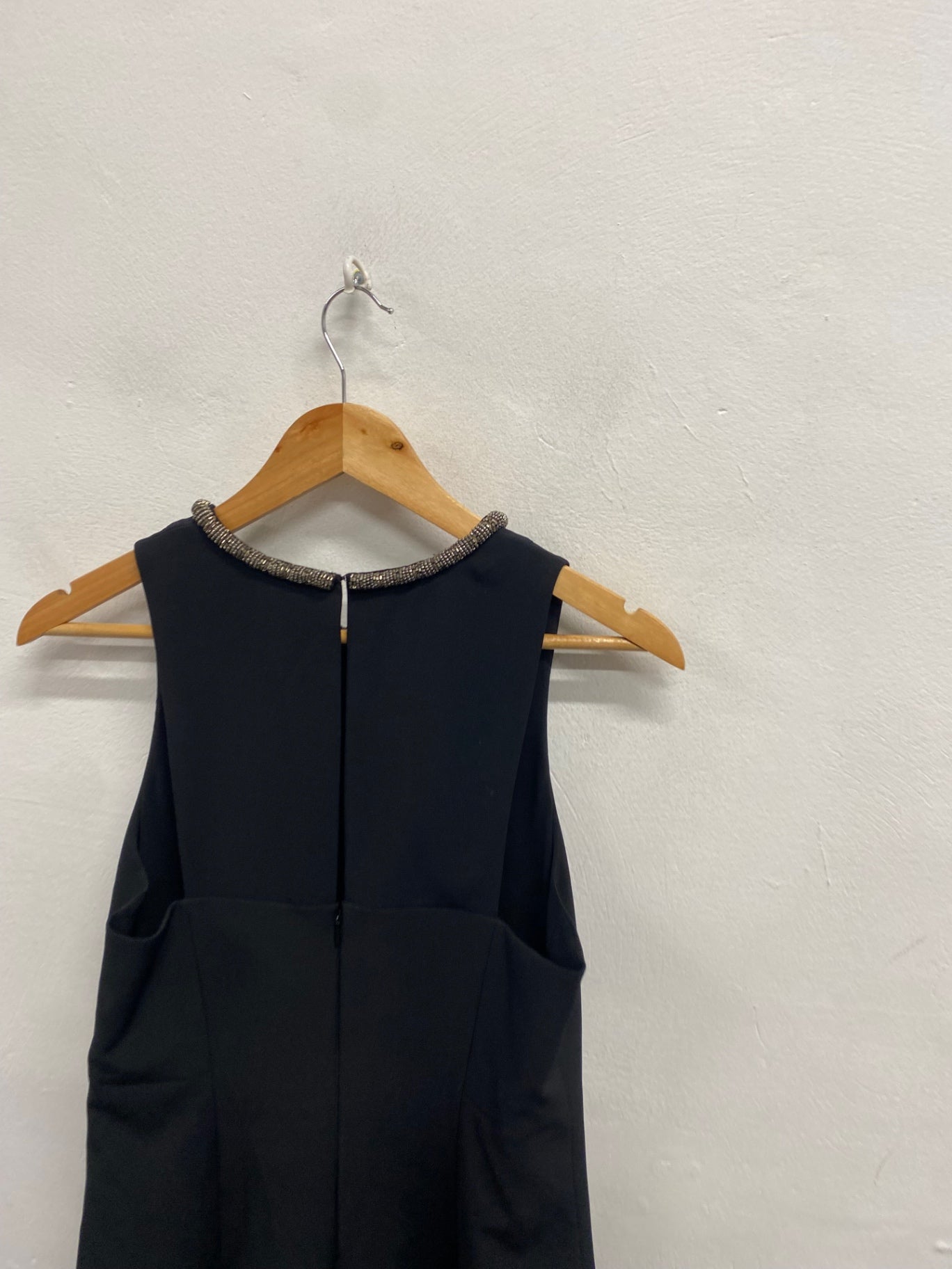 Fabulous Whistles Midi Dress beaded neck formal UK 12 Black NN505