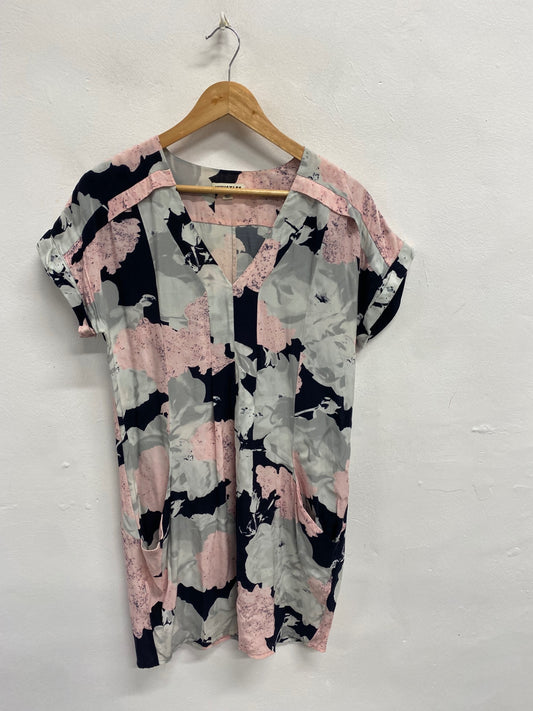 Fabulous Whistles Tunic Dress Uk 10 Pink grey floral NN505