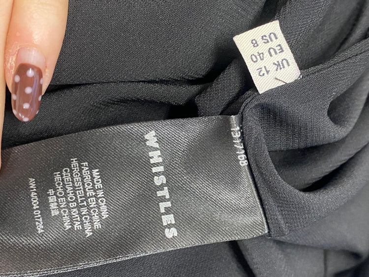 Fabulous Whistles Midi Dress beaded neck formal UK 12 Black NN505