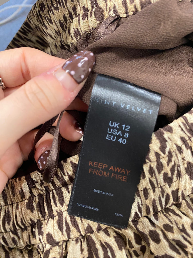 Fabulous Mint Velvet Midi Skirt UK 12 Leopard print tiered NN505