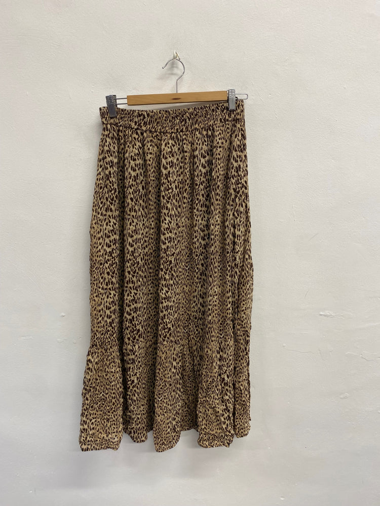 Fabulous Mint Velvet Midi Skirt UK 12 Leopard print tiered NN505