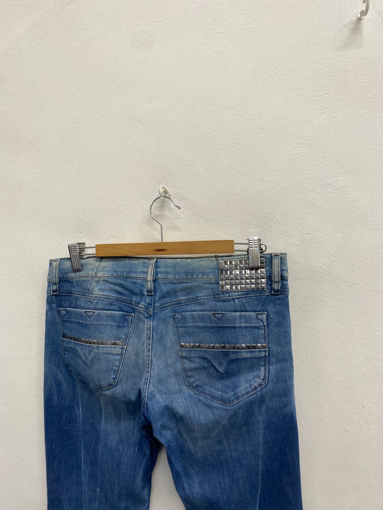 Fabulous Diesel livy y2k distressed stud Straight jeans W32” Blue NN505