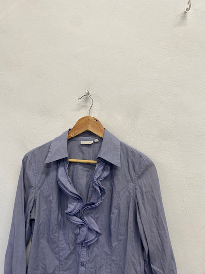 Fabulous Lex.i.con Blouse Uk 10 Blue pinstripe y2k TA506