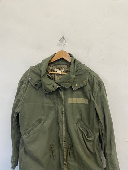 Fabulous H&M Parka Coat longline cotton UK 16 Khaki KM507