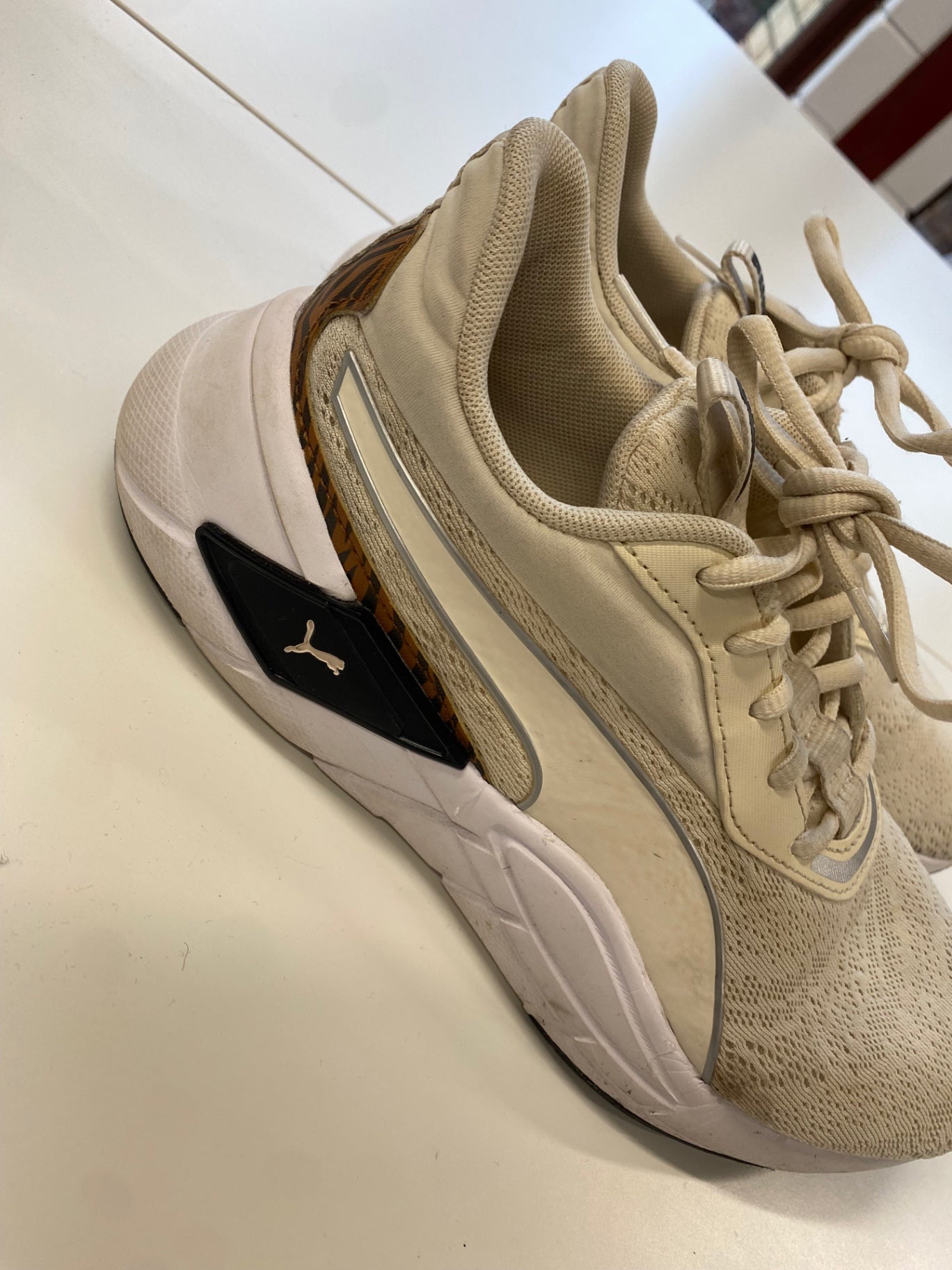 Fabulous Puma lex Trainers Uk 4 Beige animal print TA506