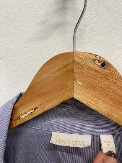 Fabulous Lex.i.con Blouse Uk 10 Blue pinstripe y2k TA506