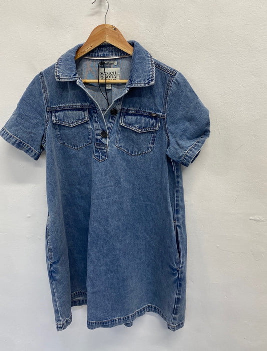 Fabulous Scotch & Soda Denim dress collared UK 8 Blue TA506