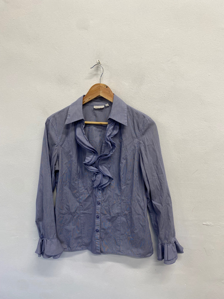 Fabulous Lex.i.con Blouse Uk 10 Blue pinstripe y2k TA506