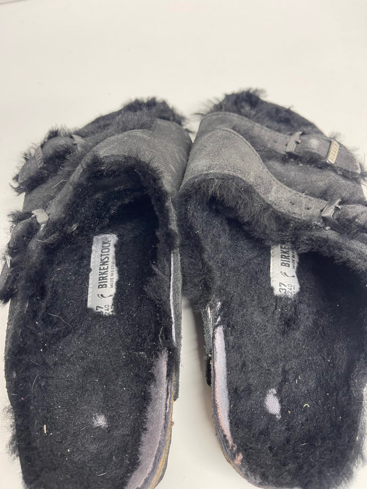 Fabulous Birkenstock Arizona shearling Sandals UK4 Black KM507