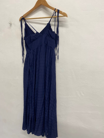 Fabulous Frnch Maxi Dress navy long lightweight UK 8 Blue SR509