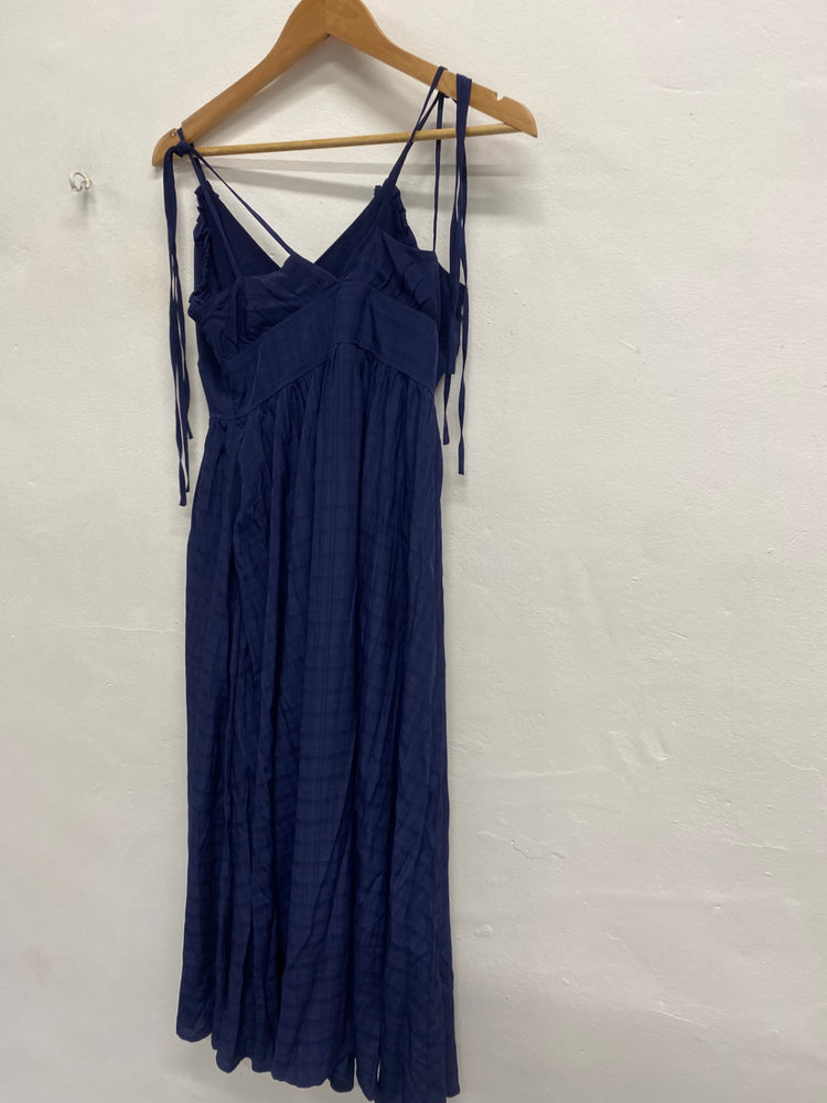 Fabulous Frnch Maxi Dress navy long lightweight UK 8 Blue SR509