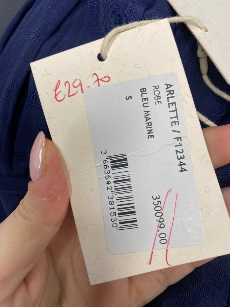 Fabulous Frnch Maxi Dress navy long lightweight UK 8 Blue SR509