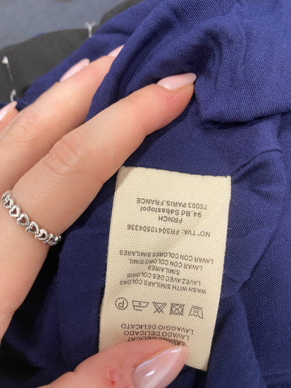 Fabulous Frnch Maxi Dress navy long lightweight UK 8 Blue SR509