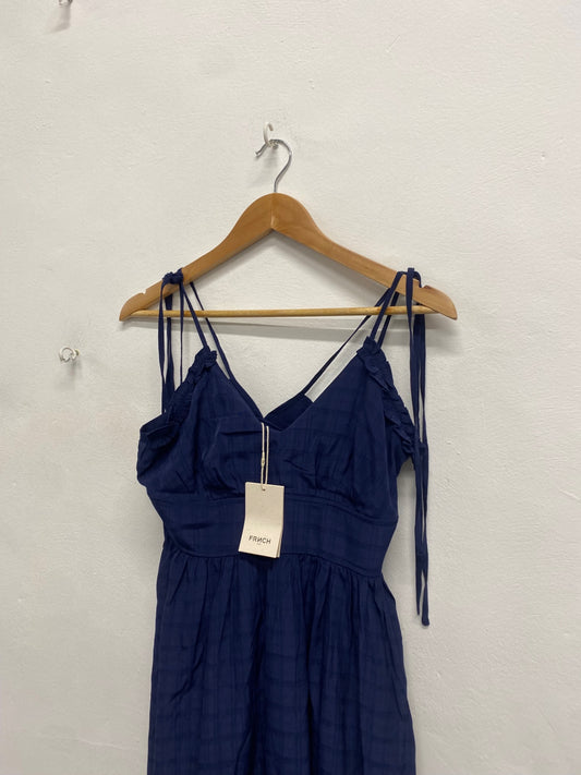 Fabulous Frnch Maxi Dress navy long lightweight UK 8 Blue SR509