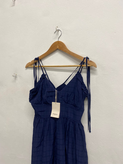 Fabulous Frnch Maxi Dress navy long lightweight UK 8 Blue SR509