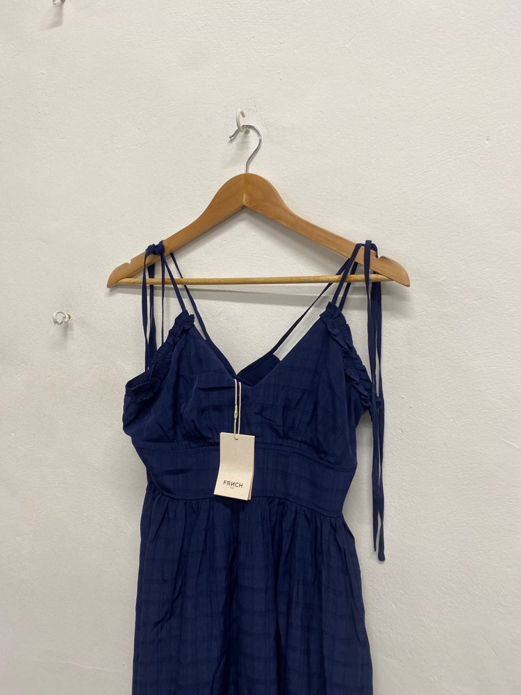 Fabulous Frnch Maxi Dress navy long lightweight UK 8 Blue SR509