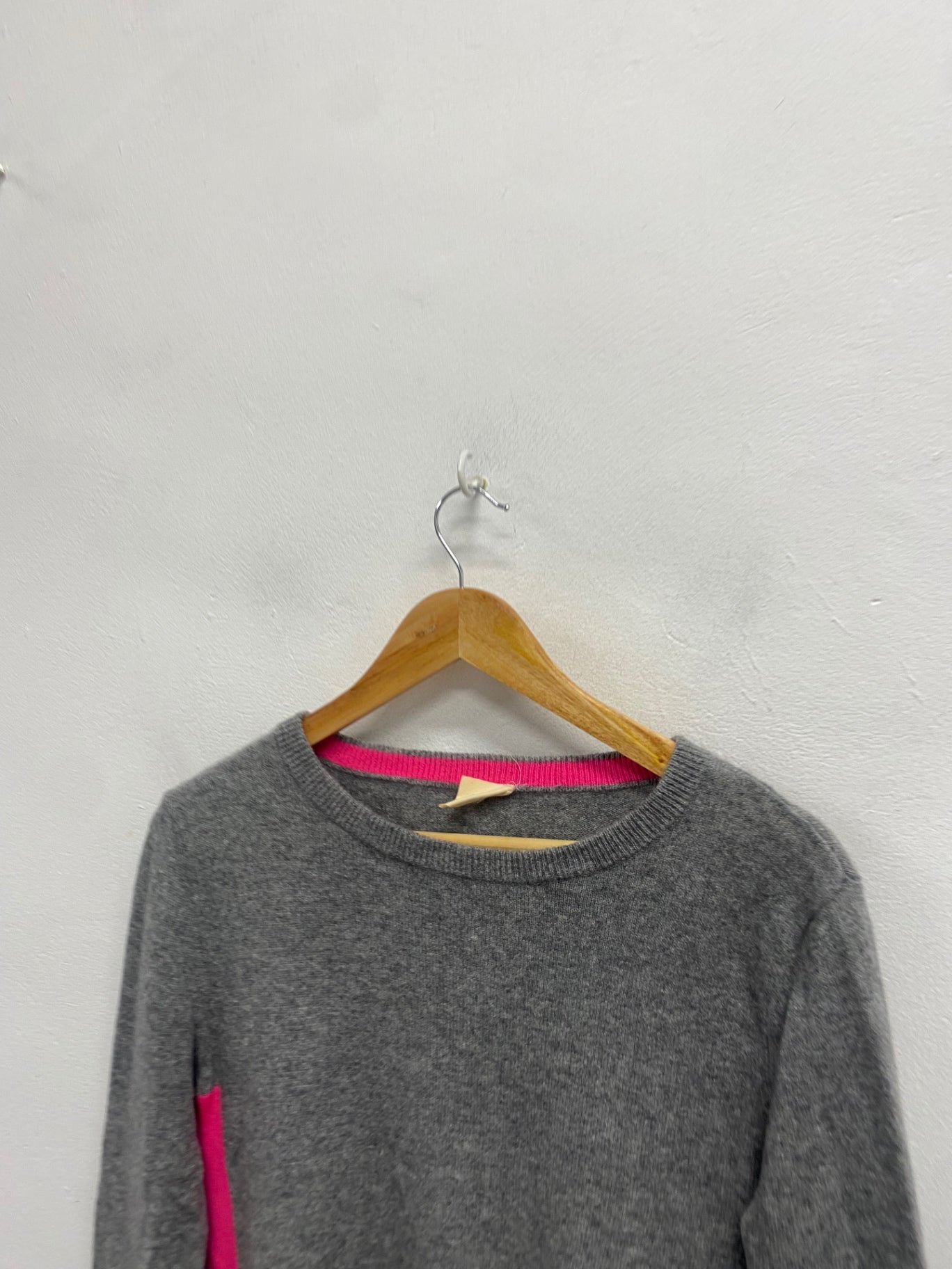 Fabulous White stuff cashmere Knitted jumper UK 10 Grey pink colour block WLH511